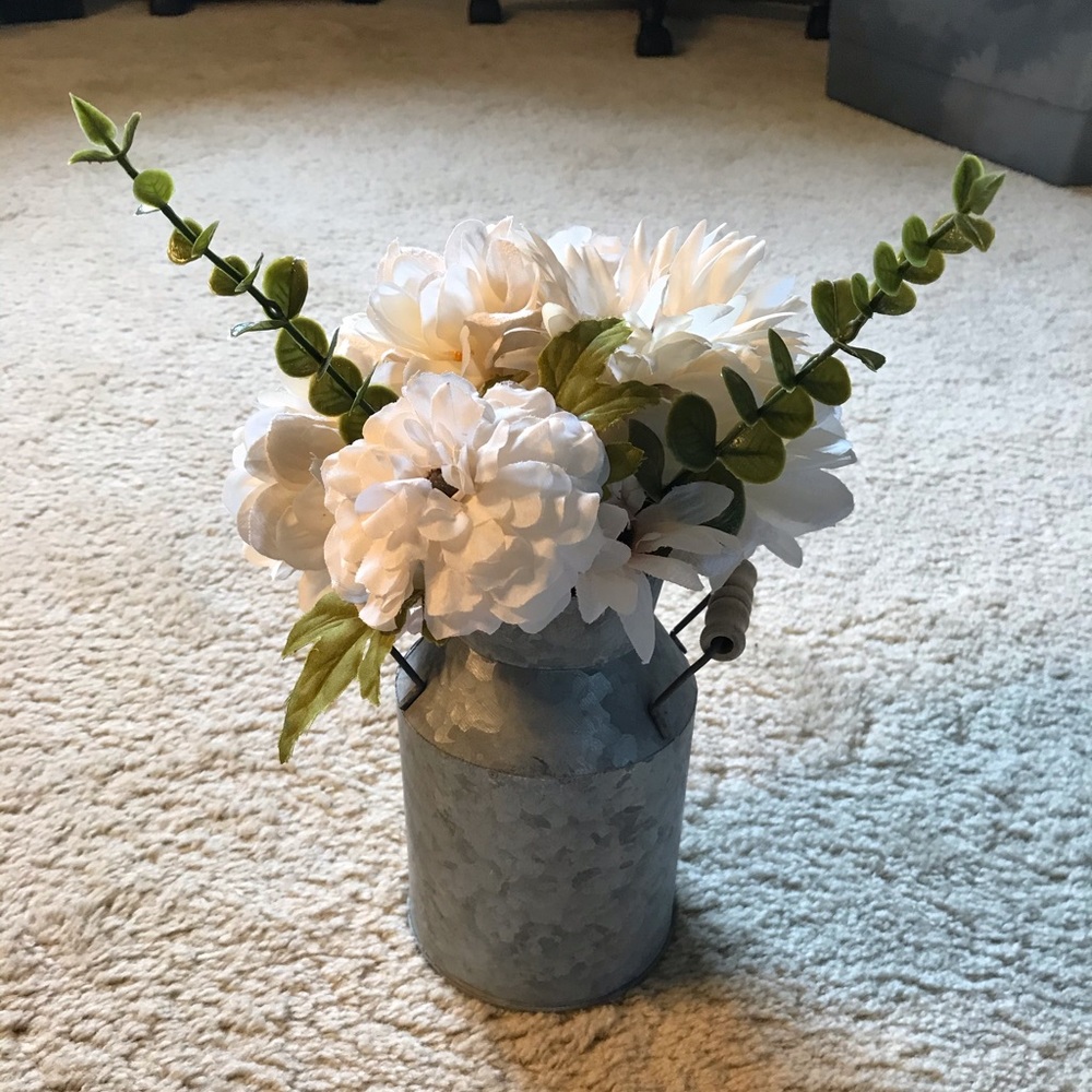Galvanized Milk Can Flower Decor Arrangement